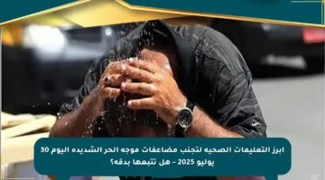 أبرز التعليمات الصحية لتجنب مضاعفات موجة الحر الشديدة اليوم 30 يوليو 2025 – هل تتبعها بدقة؟
